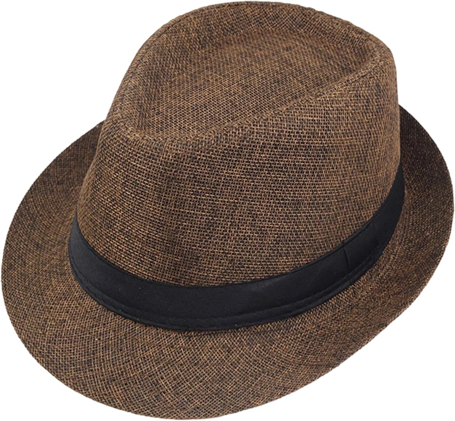 Fedora Hat for Men, Foldable Panama Hat for Men, Classic Hat for Various Occasions, Brown Fedora with Adjustable Fit and Lightweight Linen Material