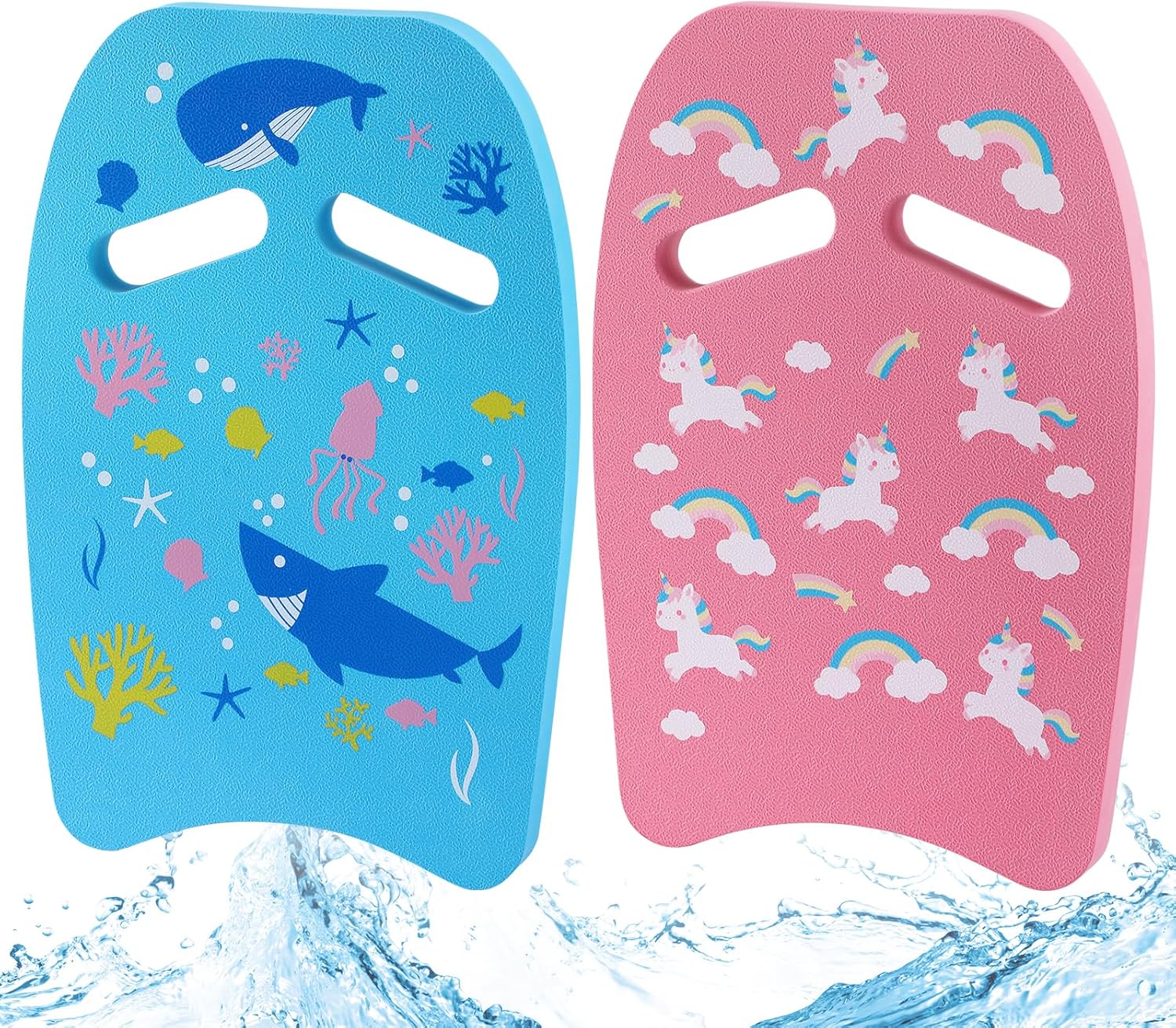 2pcs Kickboard for Kids - Swimming Training Aid Kick Boards with Handrail Hole, Swim Lessons Equipment for Beginners Aged 3 to 10 Summer Pool Party