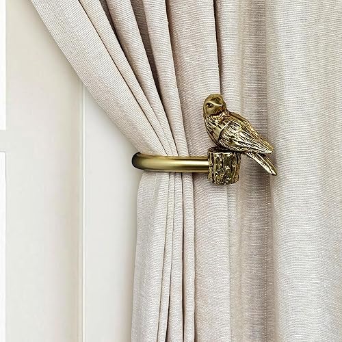 Curtain Drapery Holdbacks with Resin Bird, Wall Mount Drapery Hooks
