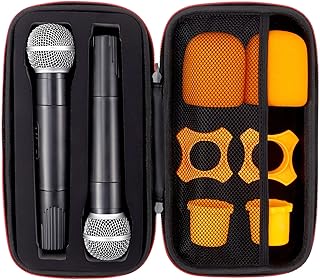 Microphone Bag Wireless Microphone Case Mic Storage Carrying Bag for 2 Handheld Microphones Hard EVA Case with Zipper for Travel Outdoor Microphone Hard Case