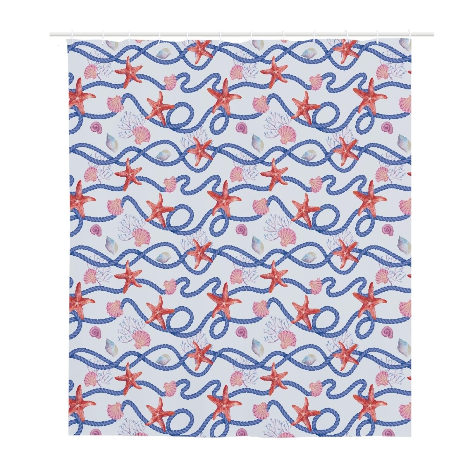 Rideau de douche 200x240 rouge étoile de mer bleu imperméable