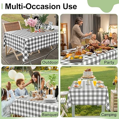 Vista 117 de Smiry Paquete de 10 Manteles Desechables de Cuadros Vichy Azules - 54" x 108" Mantel de Plástico de Servicio Pesado, Cubiertas de Mesa Impermeables
