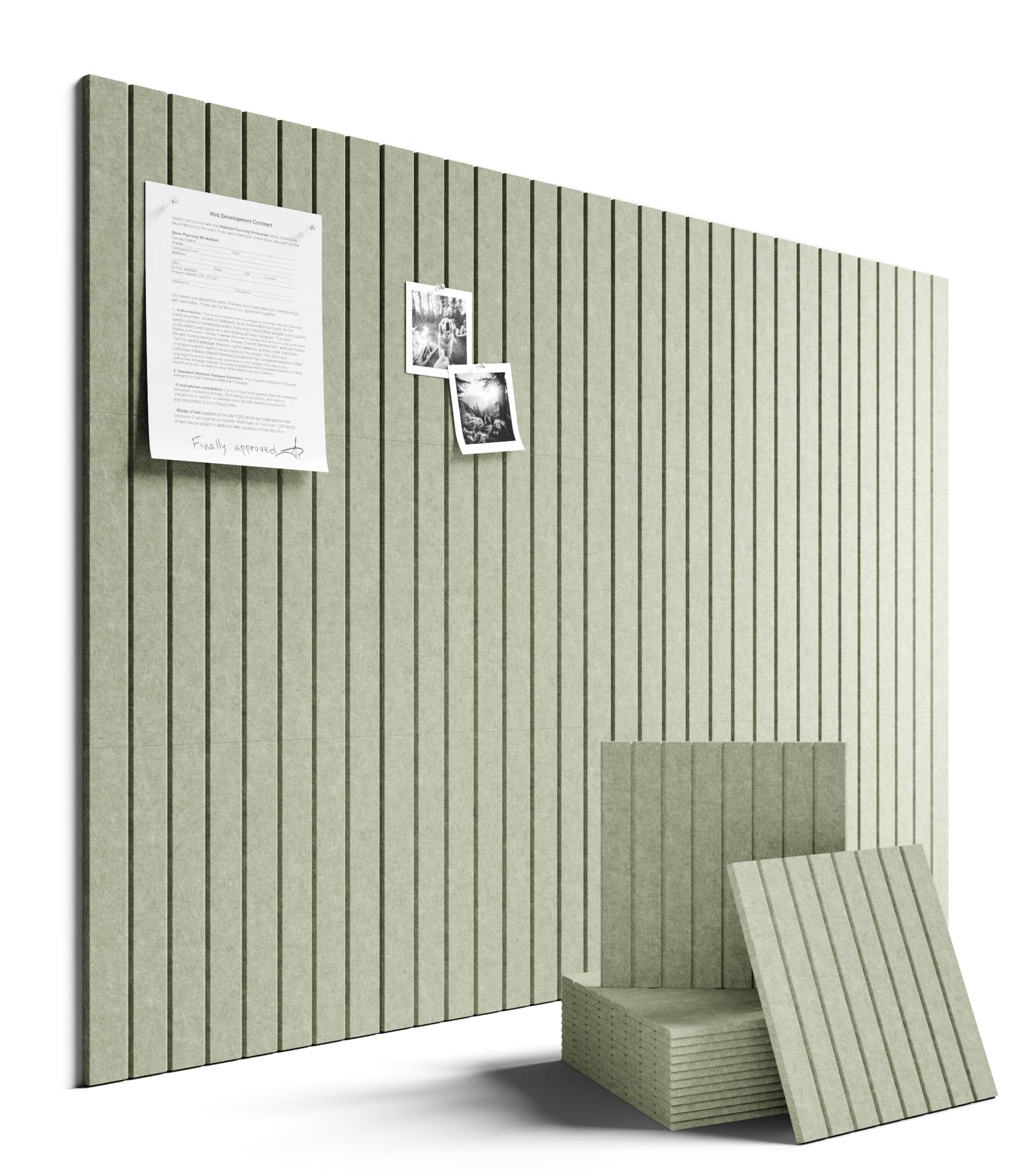 Fluxynara Felt Bulletin Board & Cork Board Alternative 48'' x 36'' | 12 Pack Cork Board Alternative with Safe Adhesive Tabs, Pin Boards for Wall Decor, Home, Office, Classroom,Dorm, Sage