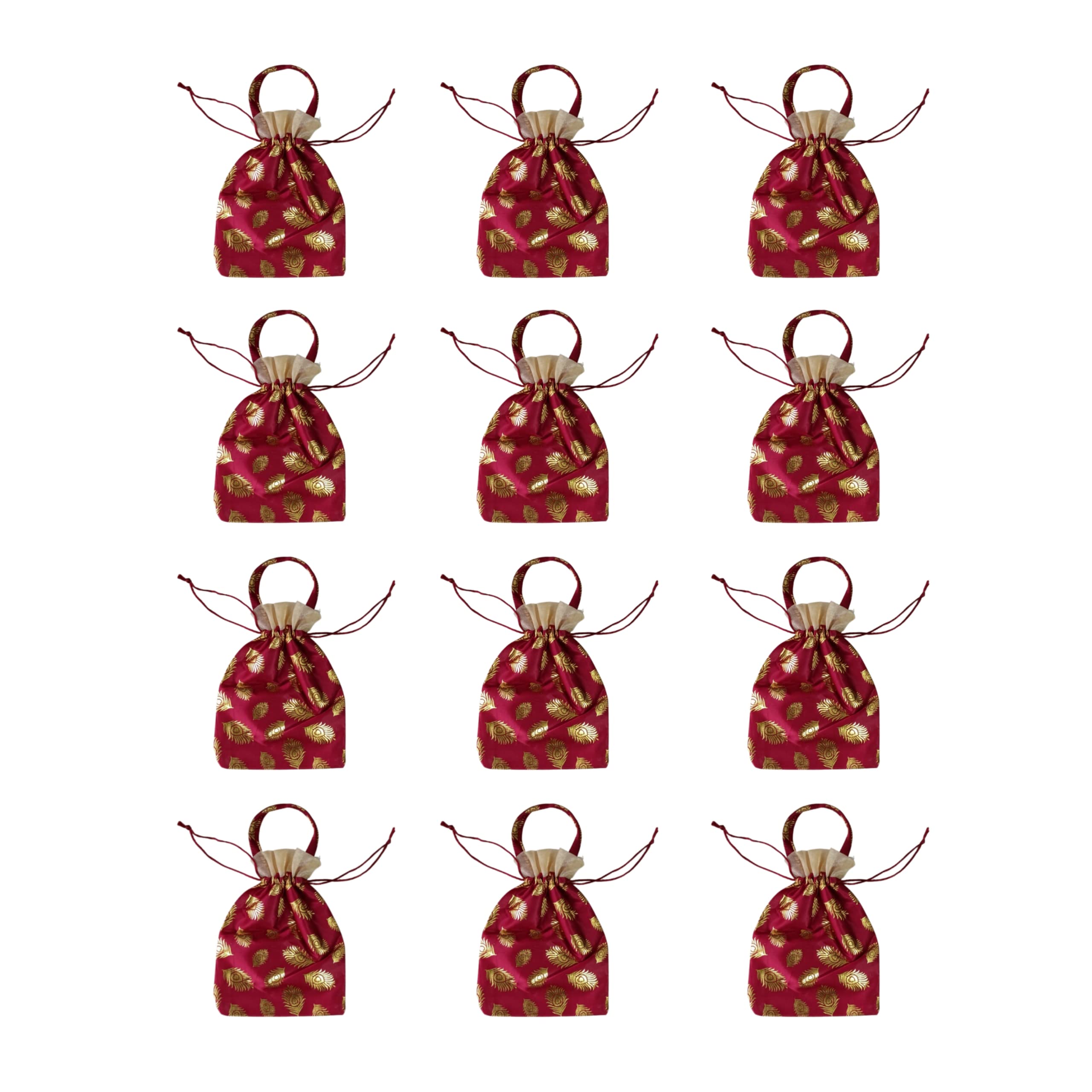 VIG Enterprises Silky And Shiny Potli Batwa Bags/Thamboolam Bags For Wedding Party Return Gifts Party Gifts For Guest- Maroon Color (12) (B0B7F5ZQJ4) Amazon Price History, Amazon Price Tracker