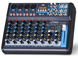 Pyle Professional 8 Channel Audio Mixer with Bluetooth - DJ Sound Board - USB Computer Input - Built-in MP3 Player - 48V Phantom Power - 3 Band EQ - 16-Bit DSP FX - Band, Studio Ready - PMXU83BT | +48V Phantom Power, 16Bit DSP Processor, USB-A MP3 Player