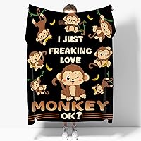 Vista 1 de Manta con texto en inglés "I Just Freaking Love Monkey,ok", suave y ligera, manta de franela de alimentos para sofá, cama, camping, manta