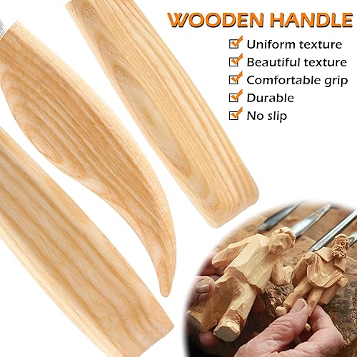 Miniatura 3 de Kit de corte de madera, 6 piezas, profesional y de alto rendimiento, juego de herramientas de acero inoxidable para principiantes tallado para