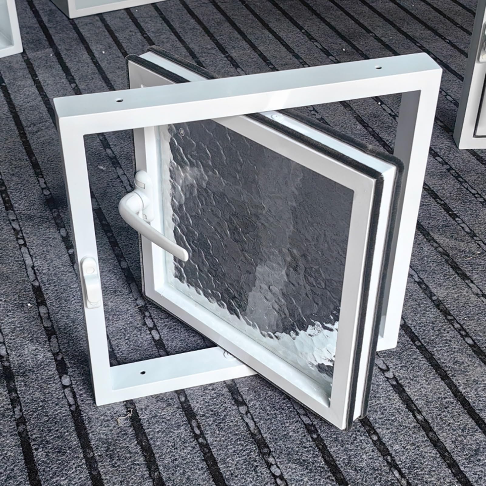 Finestra Di Ventilazione Della Lega Di Alluminio, Finestra A Oblò In Vetro Temperato Con Maniglia, Per Bagno, Seminterrato(White,50cm/19.6in)