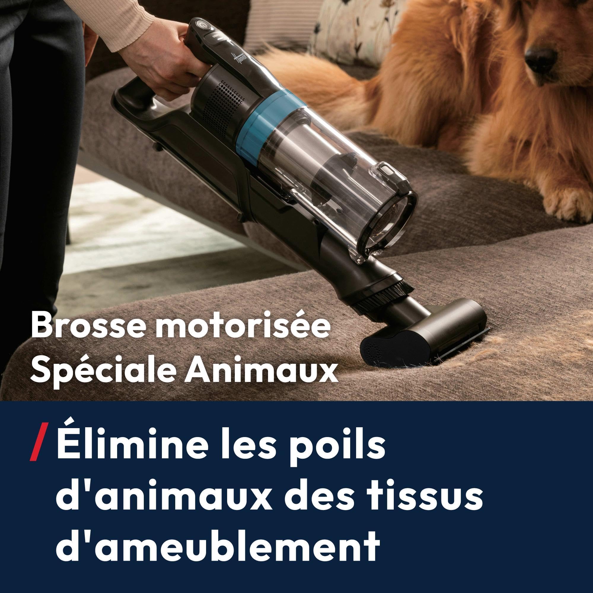 Hoover HF1 Plus Flexi Aspirateur Balai | 45 Min + Brosse Animaux | Tube Flexi Sous Meubles, 2 Modes (Standard & Turbo), Brosse Anti-Twist, Buse LED, QuickPark, Tous Sols