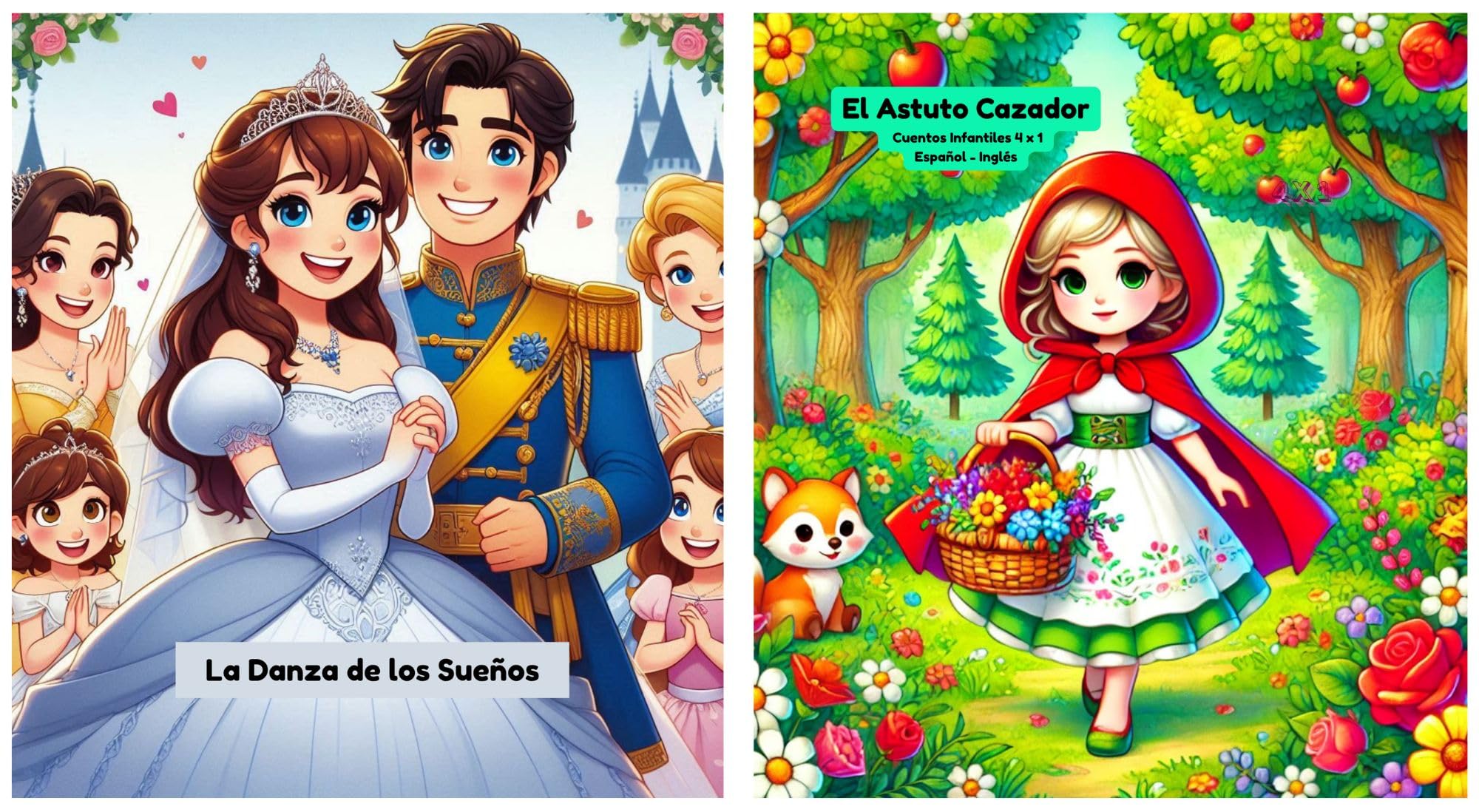 El Astuto Cazador y La Danza de los Sueños: Cuentos Infantiles 4 x 1 Español - Inglés (Spanish Edition)
