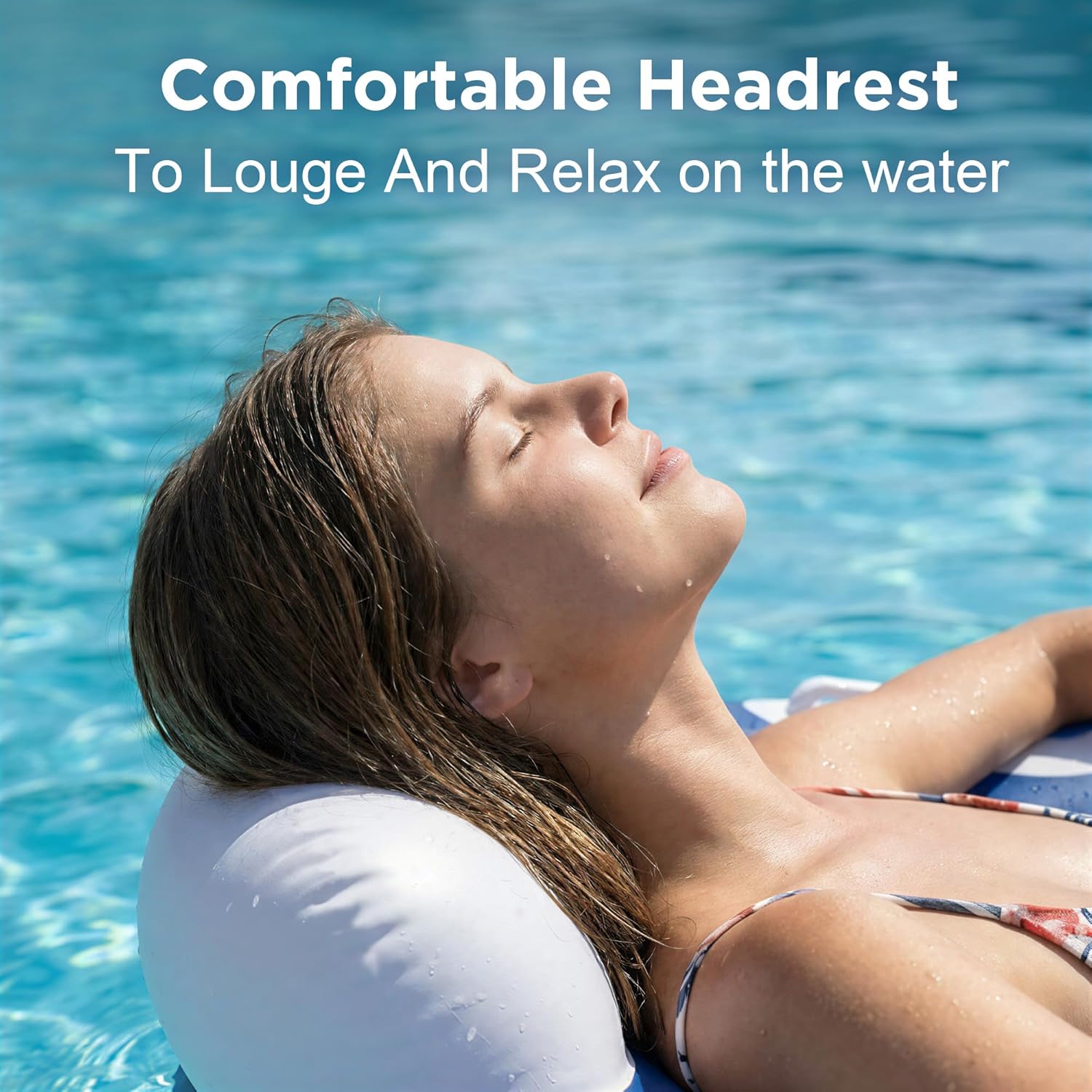 Funscape Inflatable Pool Lounge Floats Adult, Large Swimming Pool Sofa Floaties, Beach Tanning Recliner Floating Mesh Chair w/Cup Holder, Blow Up Lake River Floaty Tube, Summer Water Party Toy-Blue-L