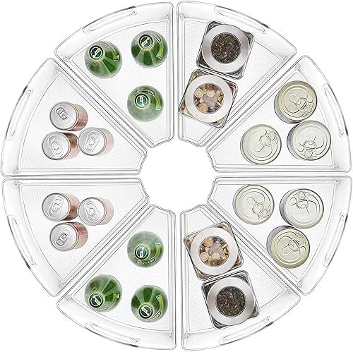 Miniatura 4 de SIAM'S Juego de 4 contenedores organizadores de esquina transparentes con asas para cocina, despensa, nevera, gabinete, tocadiscos, diseño de pared