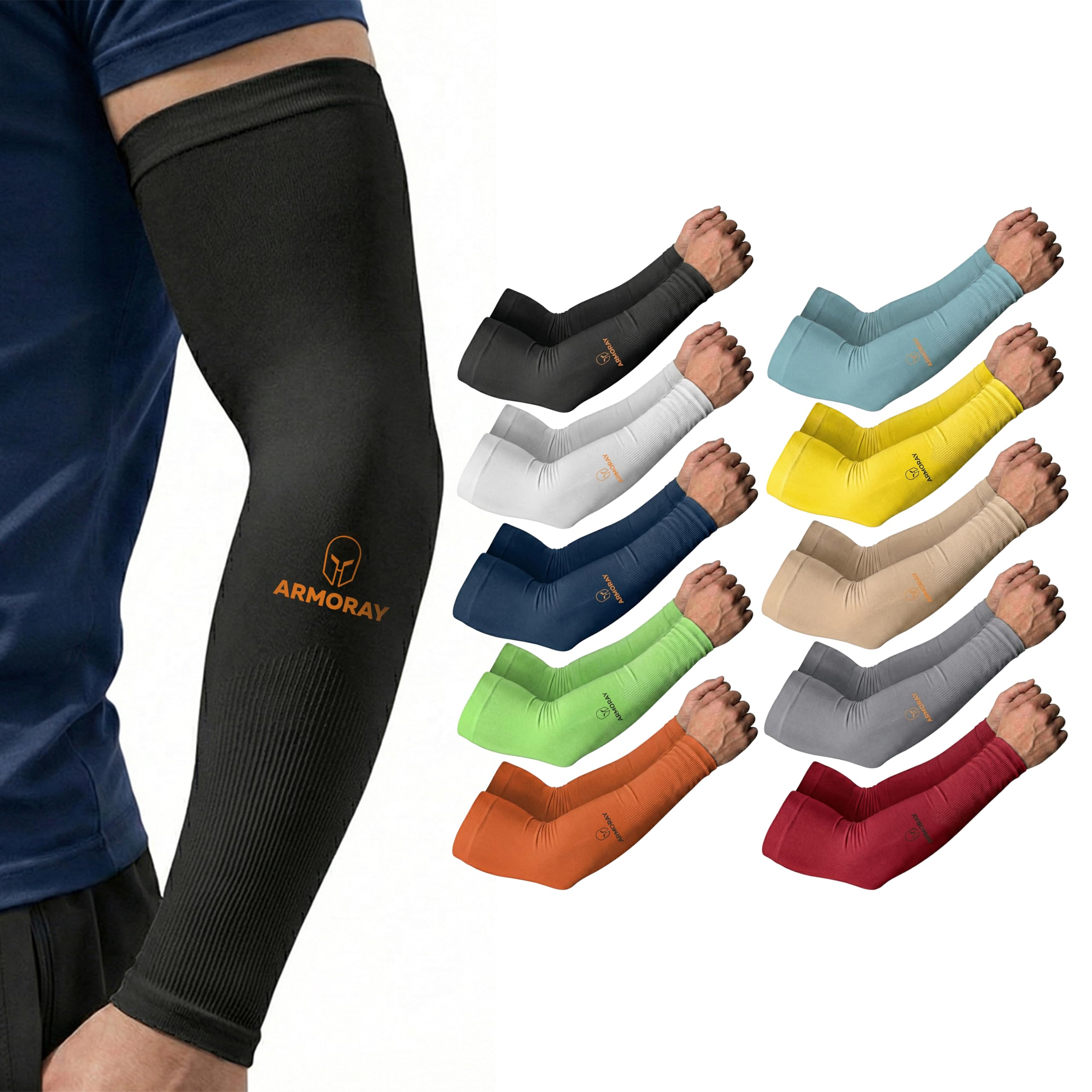 ARMORAY Mangas de brazo para hombres o mujeres, cubierta de tatuaje, manga deportiva refrescante para baloncesto, golf, fútbol
