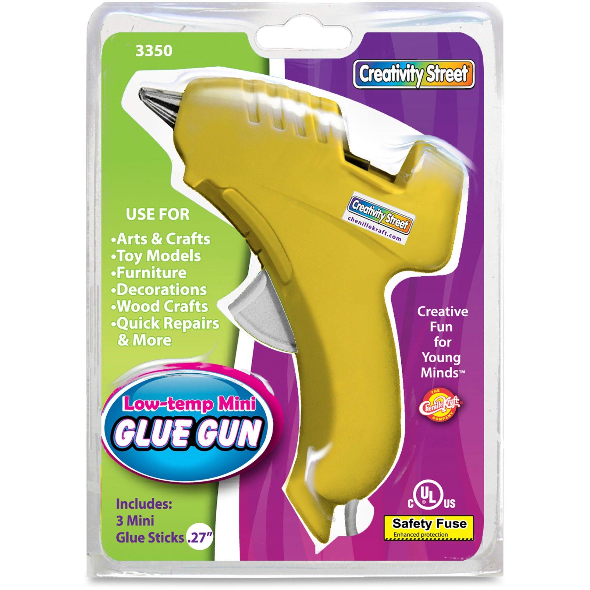 Creativity Street Lo-Temp Mini Glue Gun with 3 Glue Sticks, Yellow (CKC3350)