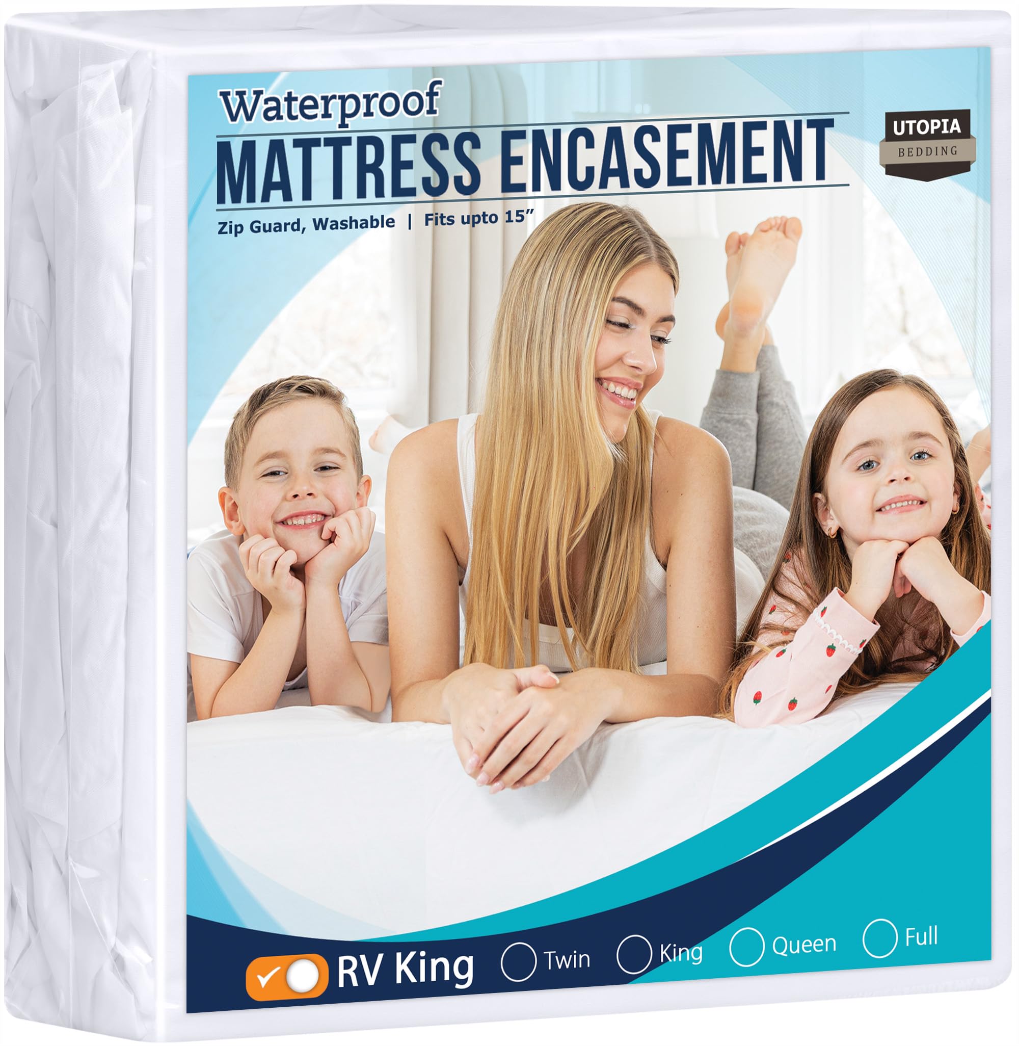 Utopia Bedding Zippered Mattress Encasement RV King, 100% Waterproof Bed Bug and Dust Mite Proof Mattress Protector, Absorbent Six-Sided Mattress Cover