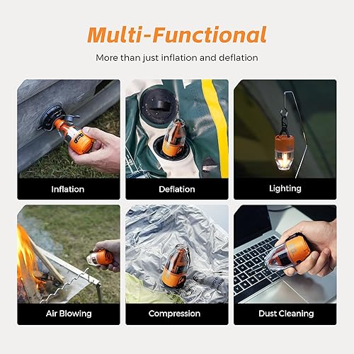 Miniatura 7 de FLEXTAILGEAR Max Pump 3 Air Pump for Inflatables, 5Kpa Portable Air Pump, 500Lmin Air Mattress Pump with Camping Light, Electric Pump for Inflatable