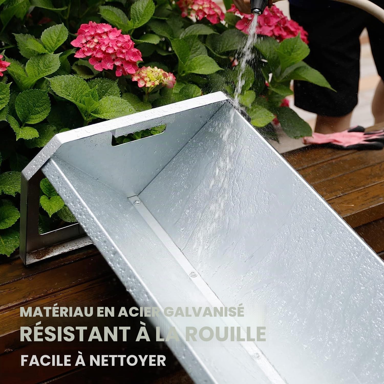 Mangeoire portable en acier galvanisé de 114,3 cm de long, mangeoire robuste de grande capacité, facile à nettoyer, pour veaux, moutons, chevaux, alpagas et chèvres, B807A02