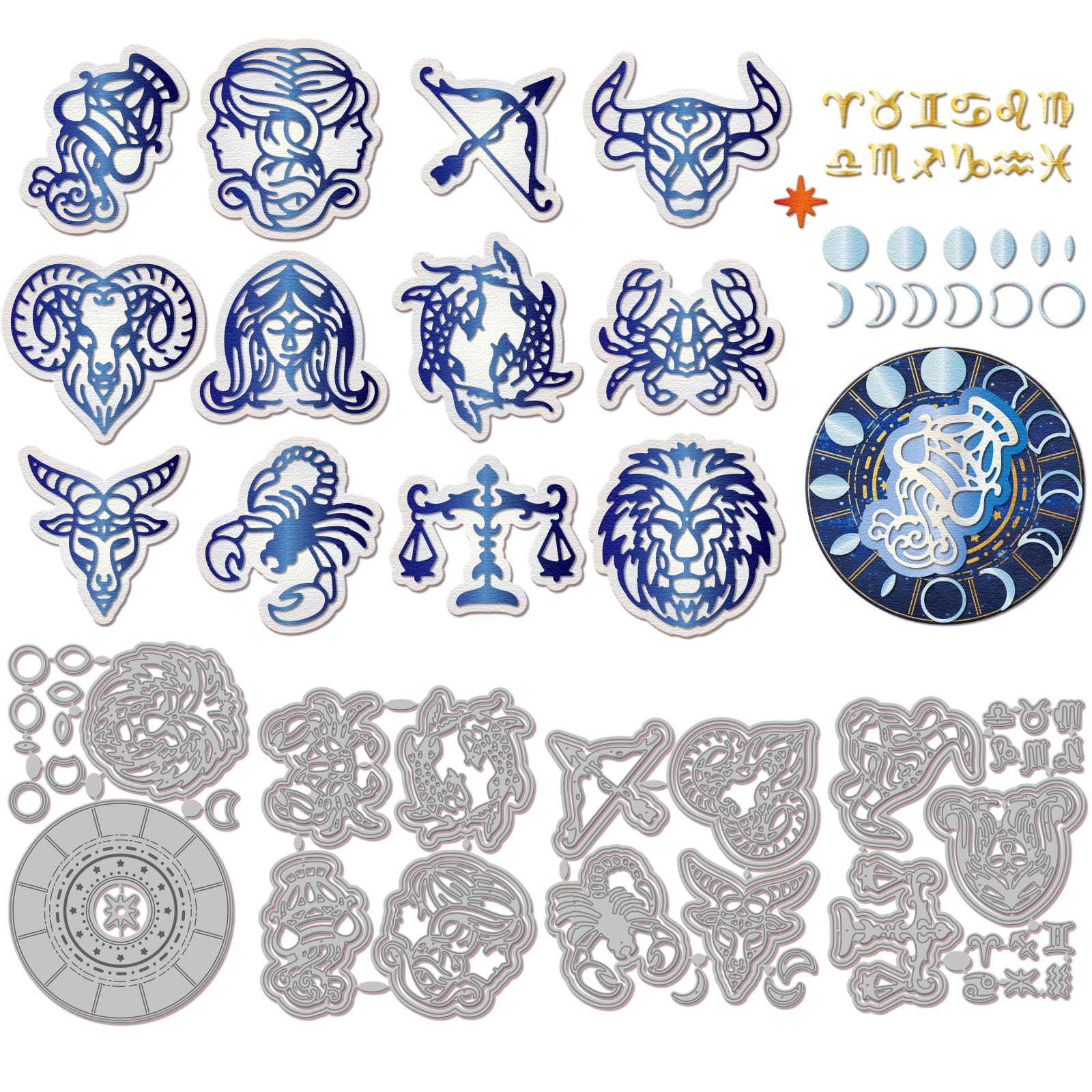 Matrices de découpe scrapbooking constellations et pochoir métal phases de lune pour carte