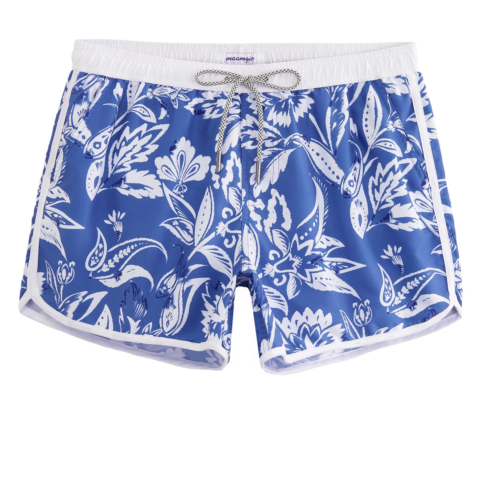 maamgic Mens Boys Short 80s 90s Vintage Swim Trunks with Mesh Lining Quick Dry Swim Suits Board Shorts
