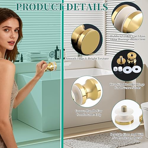 Miniatura 4 de Alise Manija de puerta de ducha, perilla para puertas corredizas de ducha, pomos de acero inoxidable sólido SUS304, piezas de repuesto de hardware