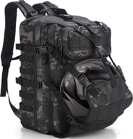 Motorcycle Helmet Backpack with Hard Hat Carrier and Adjustable Straps
