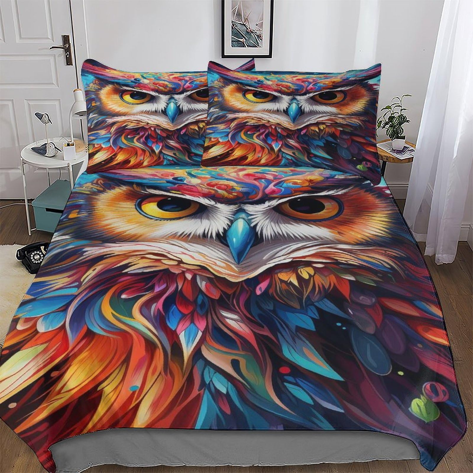 Housse de couette hibou 220x240 douce et confortable pour un sommeil réparateur king size
