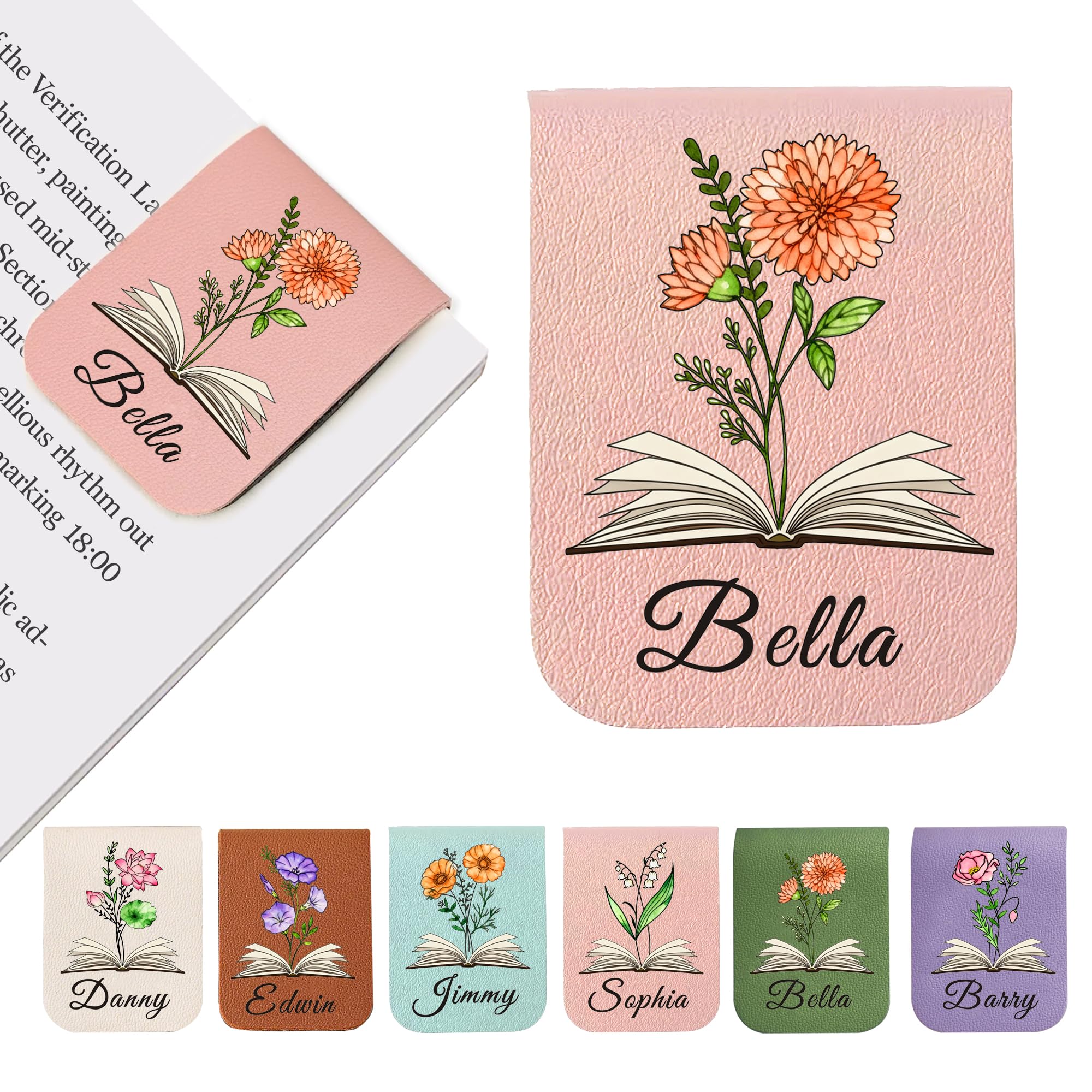 EDSG Personalised Magnetic Bookmark, Custom Magnetic Page Marker for Books, Bookmarks for Book Lovers, Readers, Teacher, Students, Book Mark for Women Men Christmas Birthday (Pink)