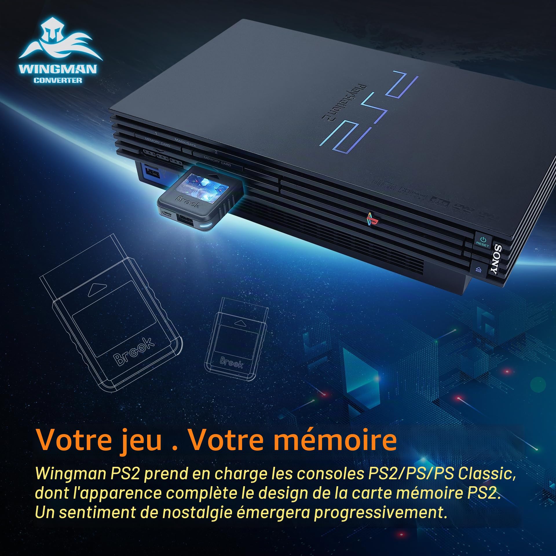 Brook Wingman PS2 – Adaptateur sans Fil avec Porte-clés pour manettes PS4 PS3 Switch Pro Compatible avec Consoles rétro PS2 PS1 PS Classic [Édition Exclusive]