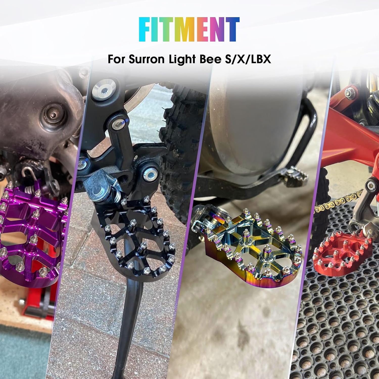 Dirt Bike Foot Pegs for surron,Motorcycle Footpegs CNC Aluminum Foot Pedals for Surron Light Bee X/S E Ride Pro SS 2.0 3.0 Purple