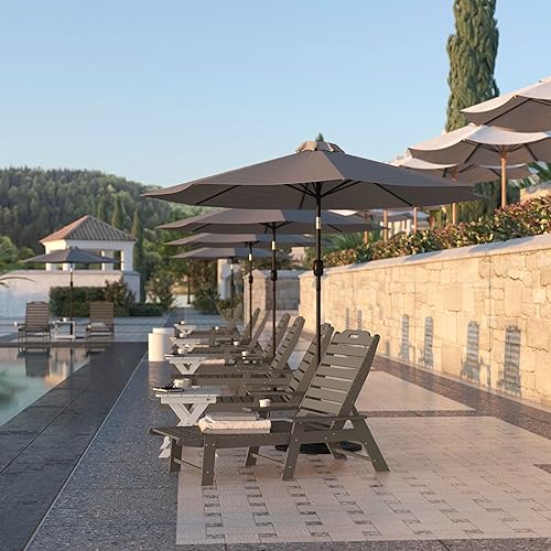 Miniatura 6 de Flash Furniture Monterey Tumbona Adirondack ajustable con soporte para tazas, silla de descanso de polietileno de alta densidad para todo tipo de