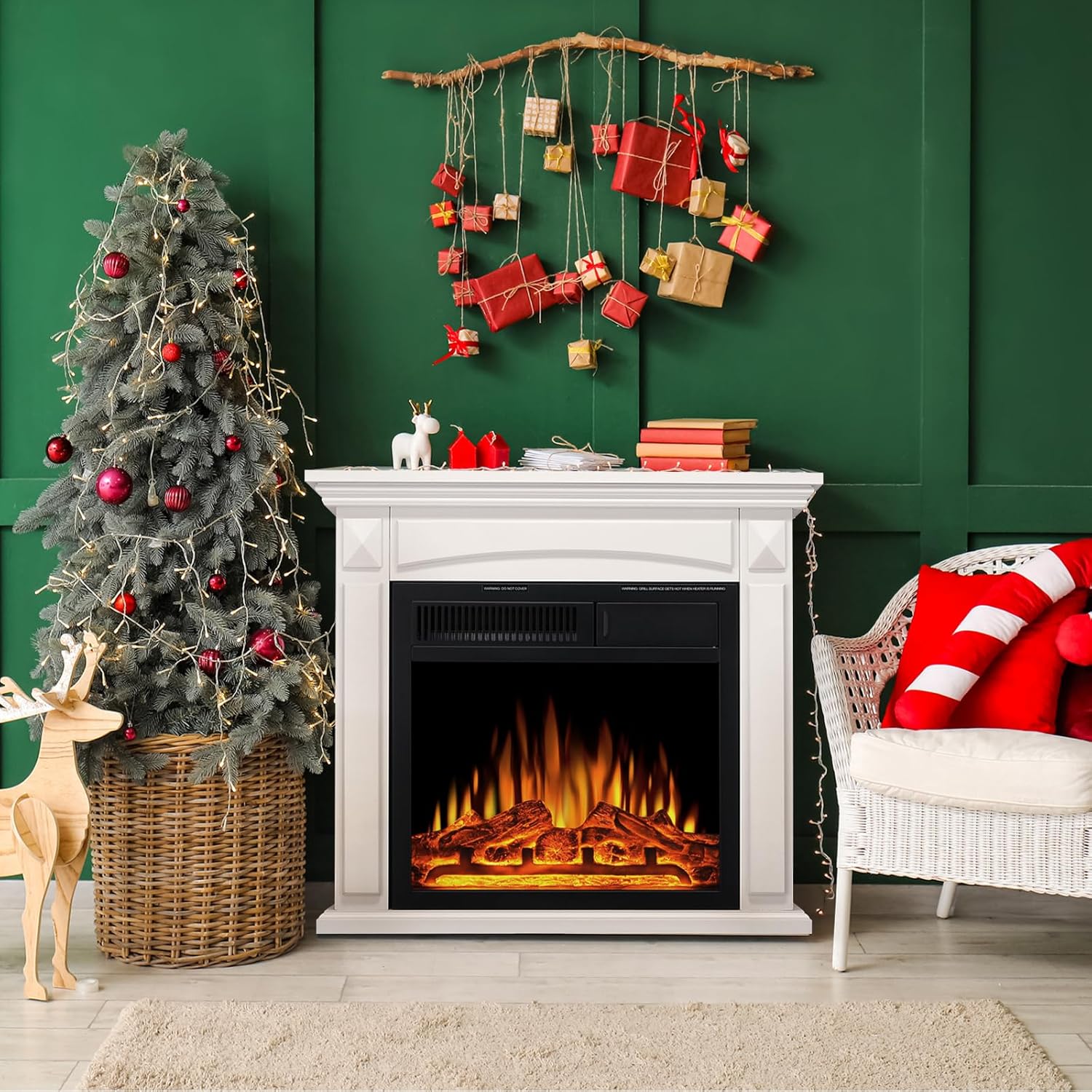 Chimenea eléctrica Electactic 27" blanca con control remoto
