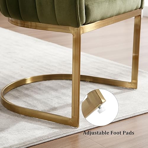 Miniatura 52 de Juego de 2 sillas de comedor modernas de terciopelo contemporáneas para cocina y comedor con brazos, sillas tapizadas de barril con marco de metal