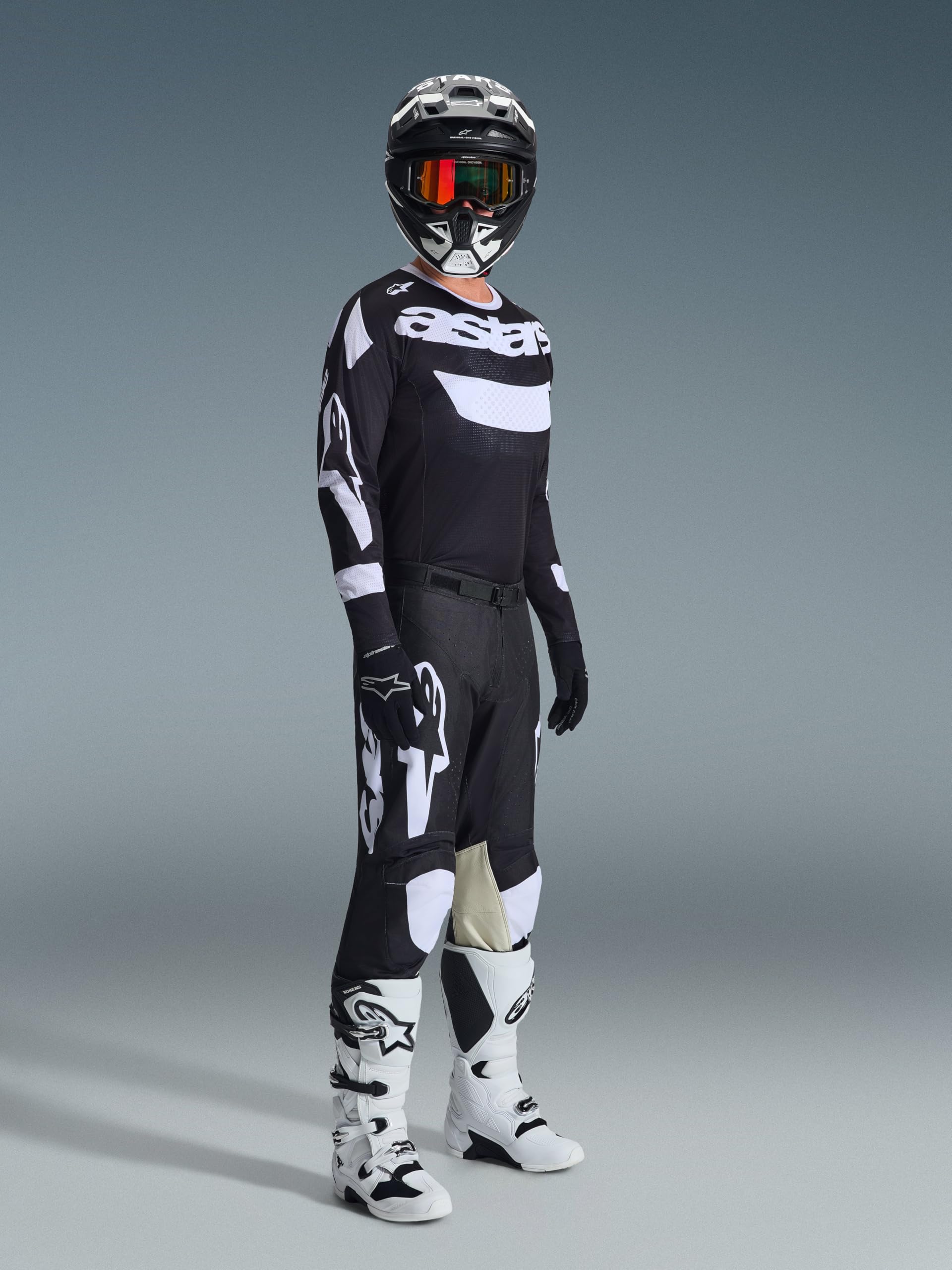 Alpinestars Racer Air Riway Maglia da motocross, nero/bianco, L