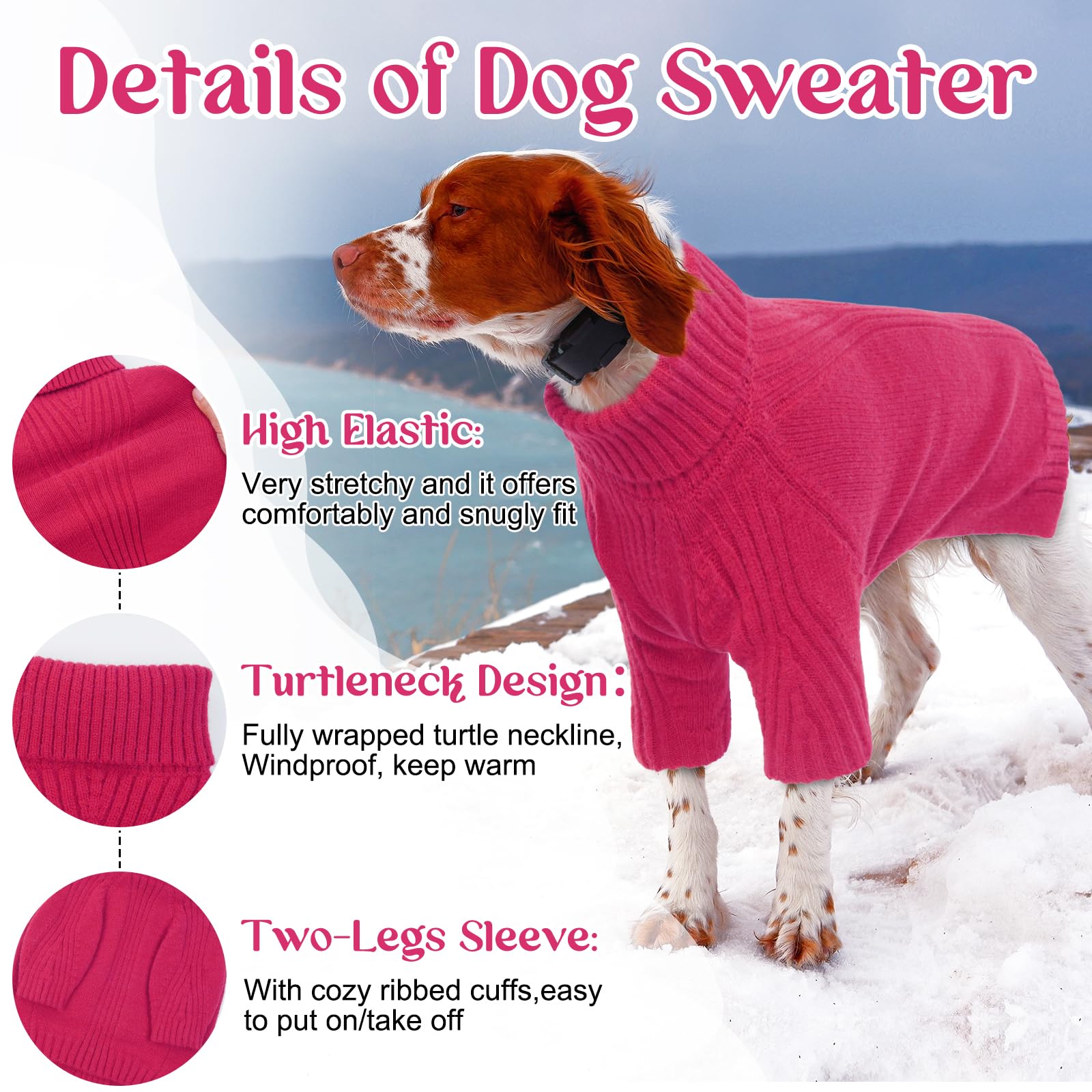 IECOii Dog Christmas Jumper,XXL Extra Large Dog Jumpers Long Sleeve,Turtleneck Doggy Sweatshirt for Extra Large Dogs boy Girl,Large Size Dog Cold Weather Outfit English Bulldog Clothes for Winter - Image 3