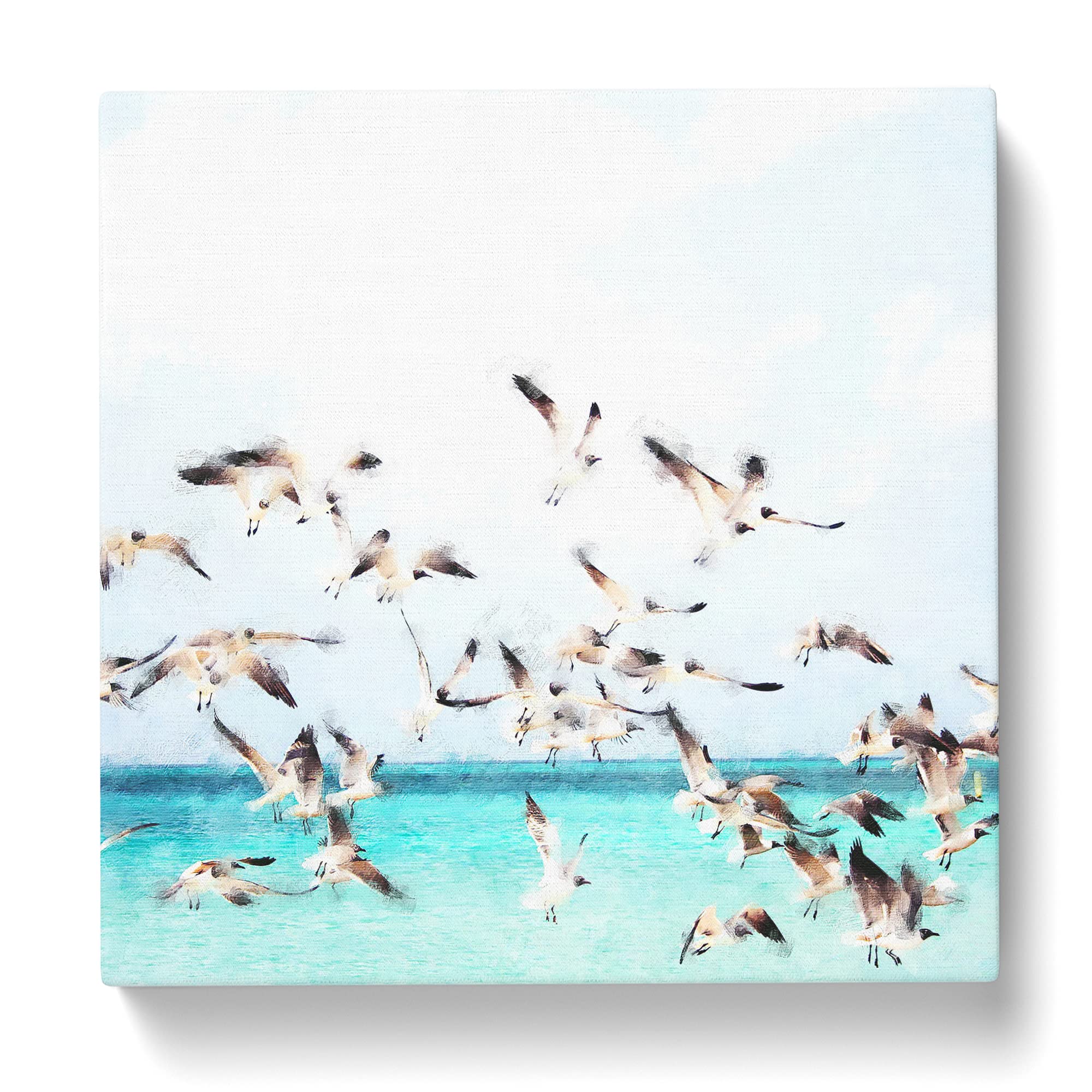 Flock of Seagulls Over the Sea Canvas Print, Mixed, 35L x 35W cm - Image 2