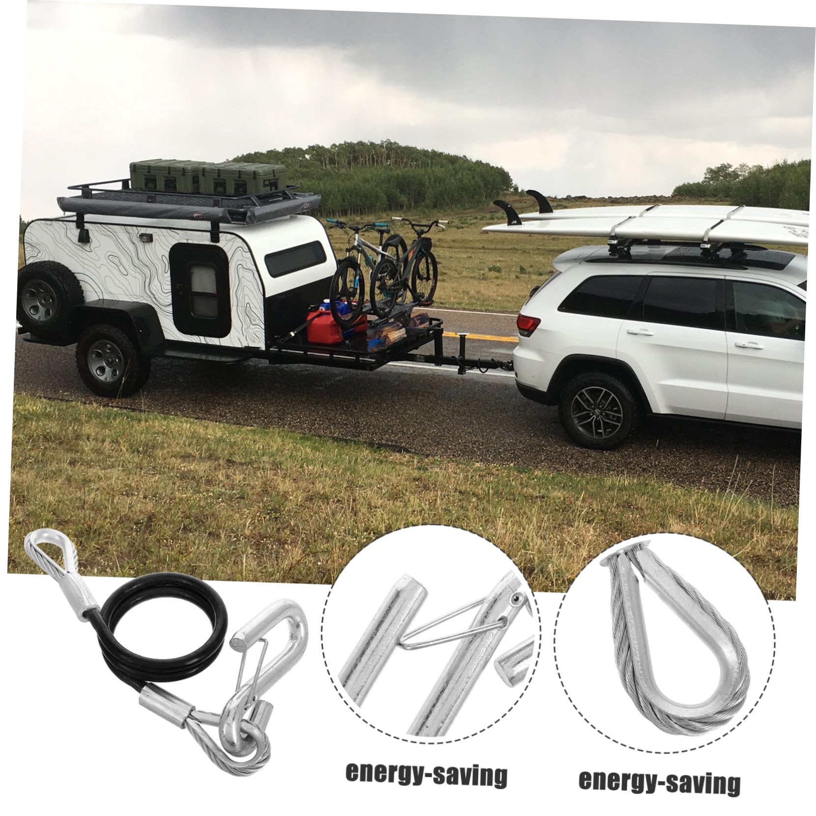 LIFKOME Abspannseil Anhänger Tragfähigkeit Federstahlseil Abschleppseil mit Haken Robuste Zugkabel Sicherungsseil für Bootsanhänger und Schwere Anhänger Langlebiges Towing Safety Cable