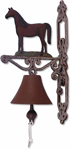 Sunset Vista Designs Campana de hierro fundido pintado - Caballo 14 x 8,verdebeige