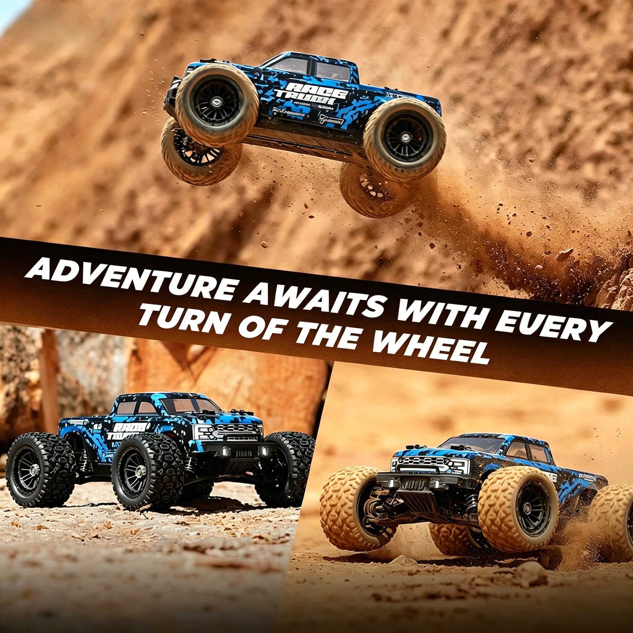 HAIBOXING Voiture télécommandée 18859E, 2,4 GHz 36 km/h Tout-Terrain 4WD RC Auto, RTR 1:18 Monstertruck Tout-Terrain avec 2 Batteries Camion Jouet pour Enfants et Adultes