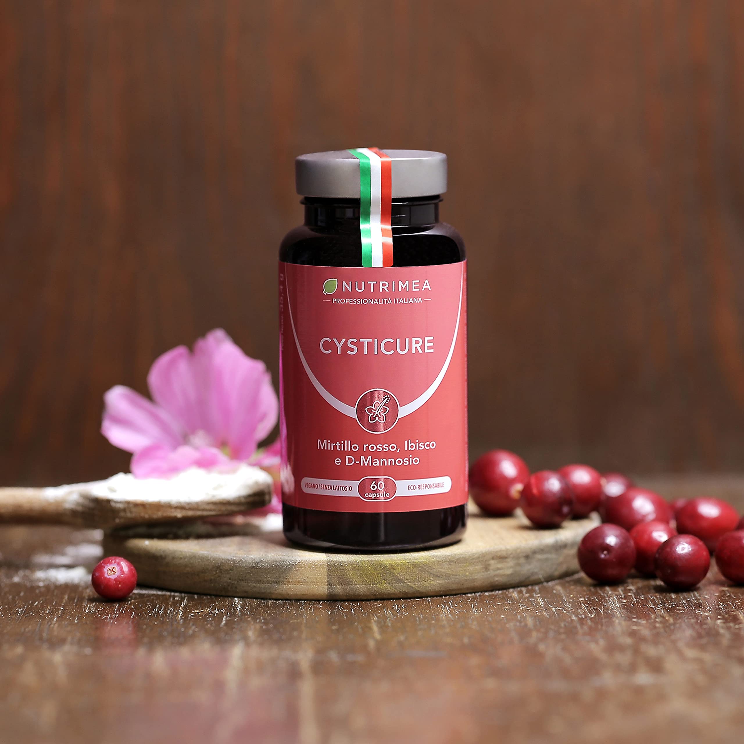 Cysticure | Integratore di D-Mannosio, Mirtillo Rosso e Ibisco | Per Cistite e Infezioni Intime | 100% Naturale | 60 Capsule | Nutrimea