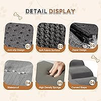 Vista 4 de Romrol Rampa de escaleras para perros para cama, sofás, escalones extra anchos 33D de 15.7 pulgadas de alto para mascotas con cubierta de tela