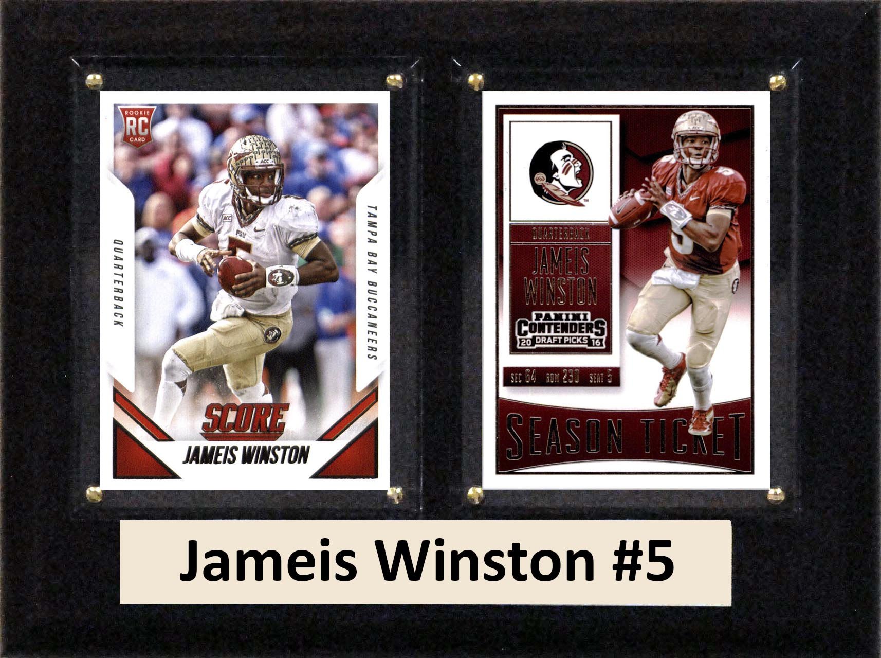 C&I Collectables NCAA Florida State Seminoles Men's Jameis Winston Two Card Plaque, Brown, 6