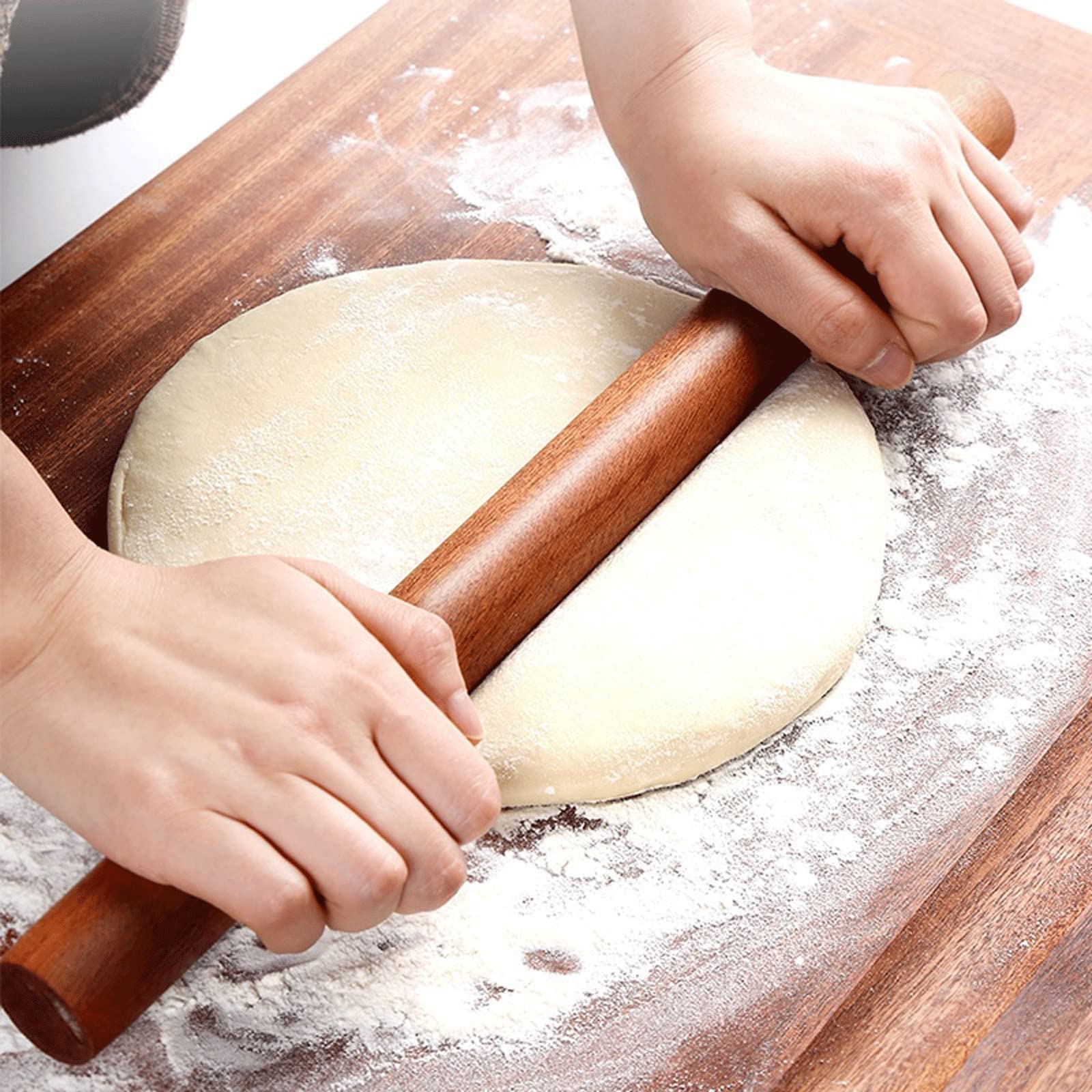 Rodillo de madera para hornear, herramienta de cocina de madera maciza para repostería, pan, pizza y fondant, perfecto para cocineros caseros y entusiastas de la repostería