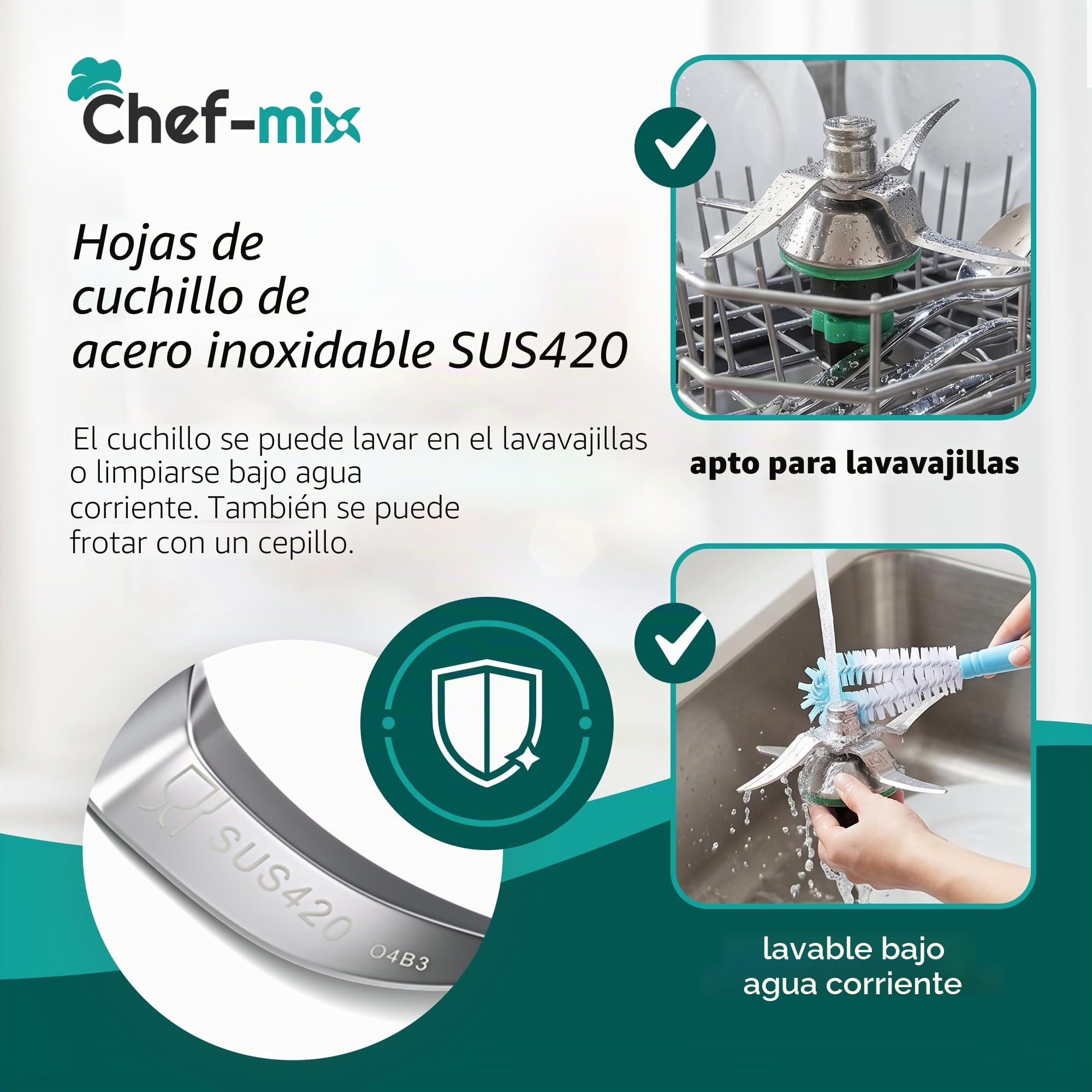 Cuchilla de mezcla de repuesto para Vоrwerk Thermоmix Cuchilla TM6 TM7 - Cuchilla de repuesto de acero inoxidable con junta tórica para robots de cocina TM6 TM7