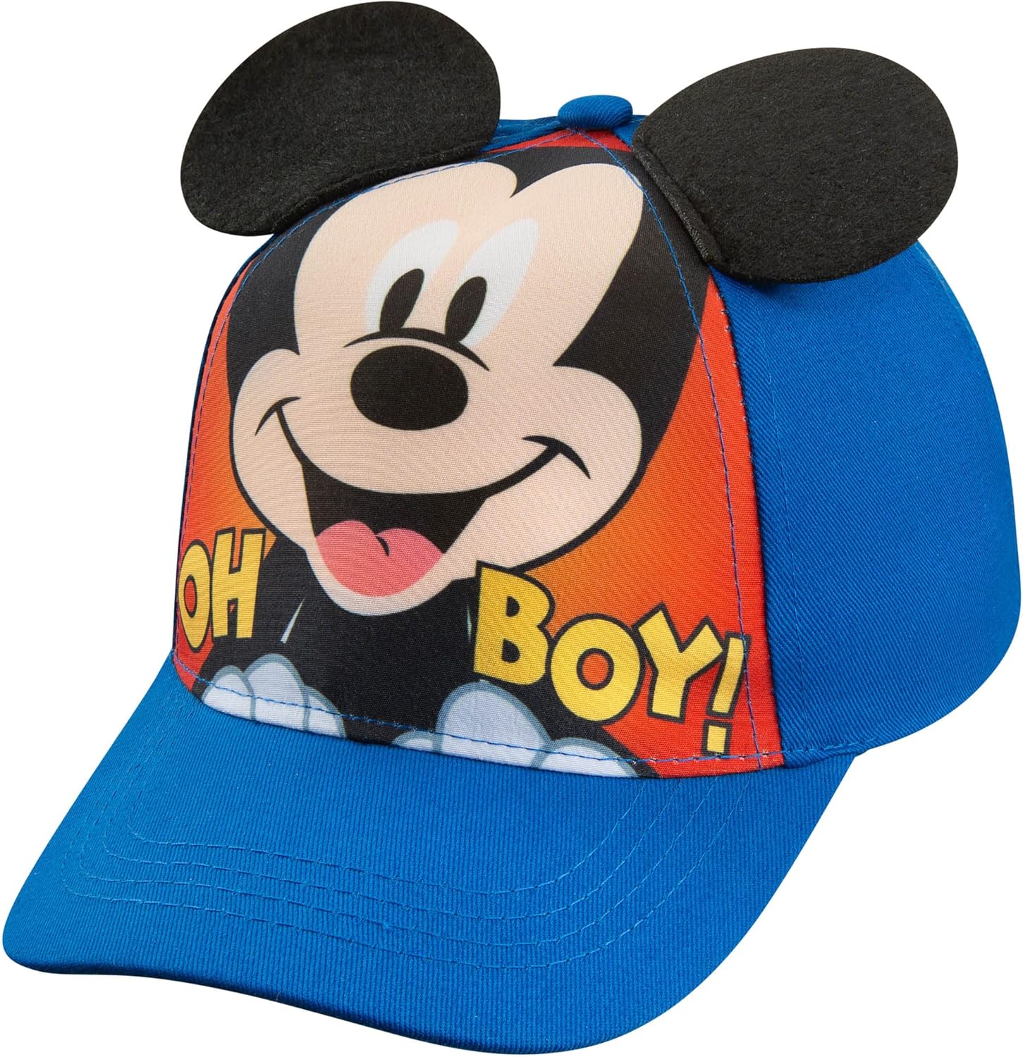 Disney Mickey Mouse Boys Baseball Cap - Comics and 3D Pop Out Ears- Toddler Boys 2-4 Years (Blue)