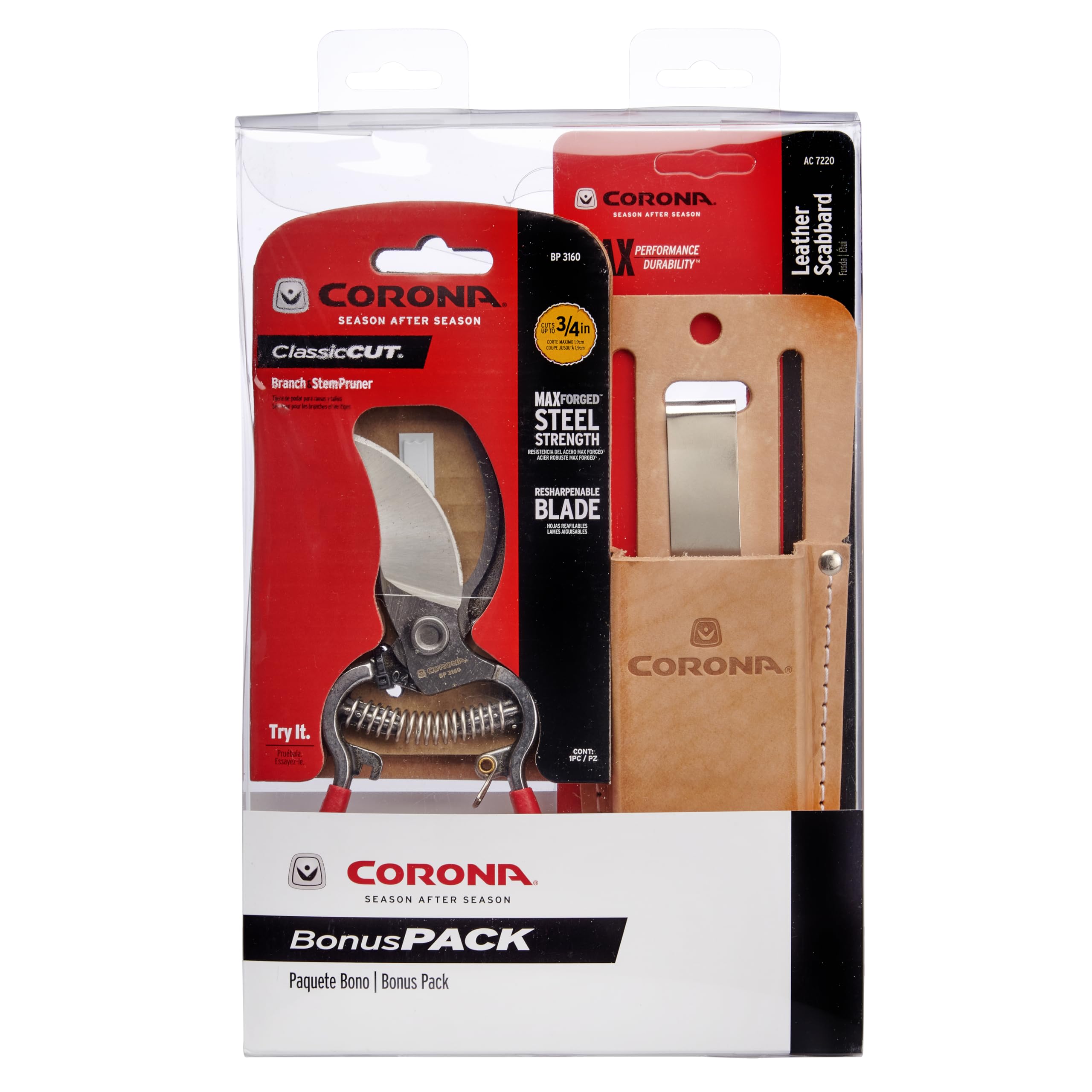 Corona Clipper SP9934 3/4-Inch Bypass Pruning Shears with Bonus Leather Scabbard