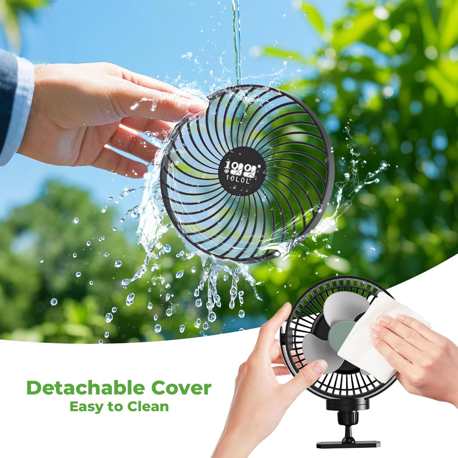 10L0L 2 Pack Magnetic Golf Cart Fans Rechargeable Big Battery Powered Portable Fan,3 Speeds/2 LED Light/56 Hrs Runtime/360°Rotatable with Magnetic Base,USB & Type C Ports,Summer Golf Cart Accessories - Image 7