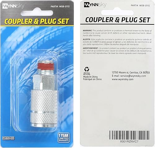 Miniatura 5 de WYNNsky Acoplador de aire automotriz, tamaño del cuerpo de 38 pulgadas, tamaño de rosca macho de 38 pulgadas, accesorios de manguera de compresor de