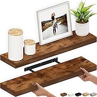 Vista 17 de Ballucci Estante flotante, estante de pared de madera de 36 pulgadas con soportes invisibles para baño, sala de estar, dormitorio, cocina, Negro