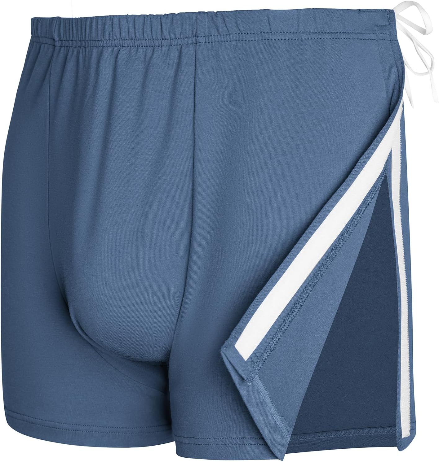 Men's Post-Surgery Tear Away Shorts, Loose Fit Cotton Shorts with Wide Leg and Snap for Knee & Hip Replacement Recovery