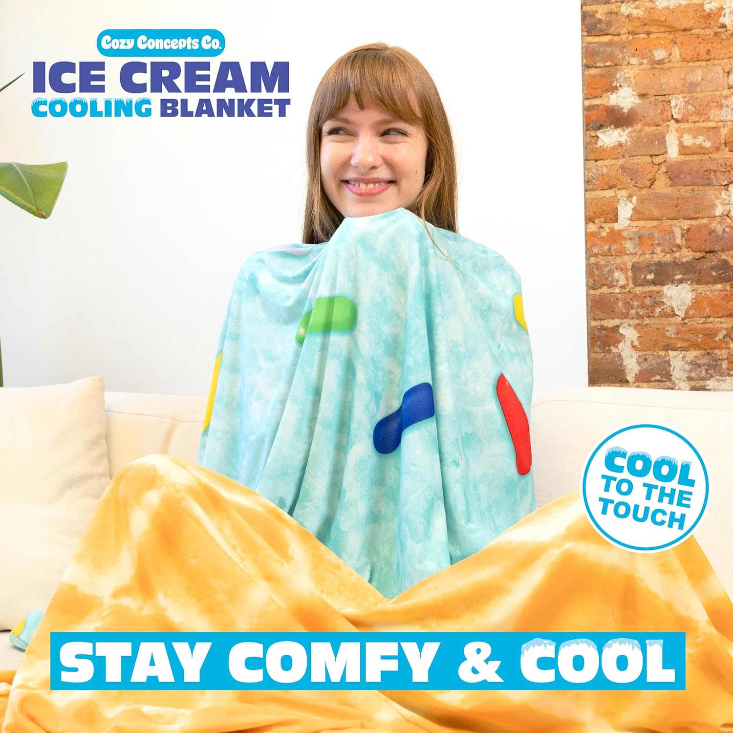 Cozy Concepts Co. Ice Cream Easter Cooling Blanket, Cool Stuff for Cozy Days and Nights, Easter Basket Gift for Kids, Includes 1 Soft Blanket with Ice Cream Design - Image 2
